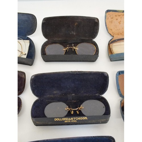 577 - 10 x Antique / Vintage SPECTACLES & SUNGLASSES Inc Rolled Gold, Cased Etc