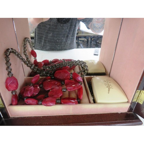 108 - 2 x VINTAGE JEWELLERY BOXES AND CONTENTS