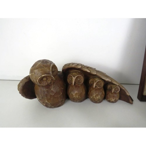 114 - BOX OF CARVED WOODEN ITEMS