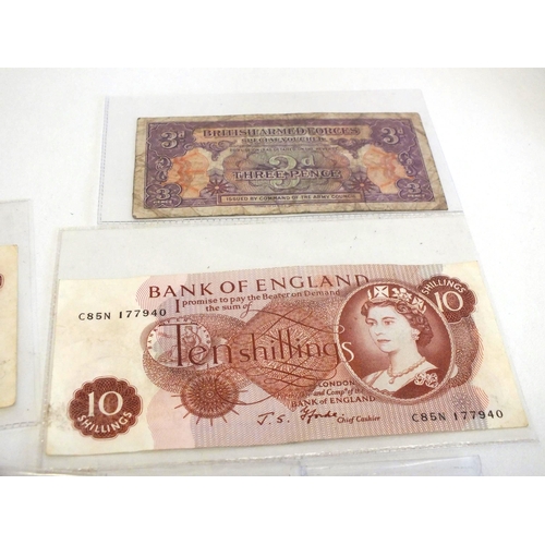 77 - COIN SET AND BANKNOTES INCLUDING TEN BOB NOTES