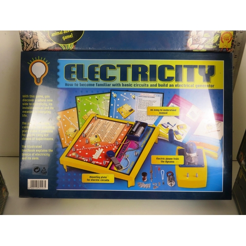 351 - ELECTRICITY KIT BUILD AN ELECTRICAL GENERATOR, ALPHA ANIMALS FAMILY GAME, LIAR-LIAR THE WICKED TRIVI... 