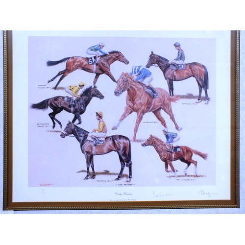 59 - THE DERBY- DERBY WINNERS FRAMED PRINT - FROM ORIGINAL PAINTING BY PETER DEIGHAN 188 OF 500