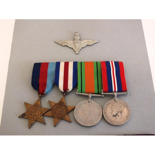 91 - WWII PARATROOP SET OF FOUR MEDALS MOUNTED WITH BADGES