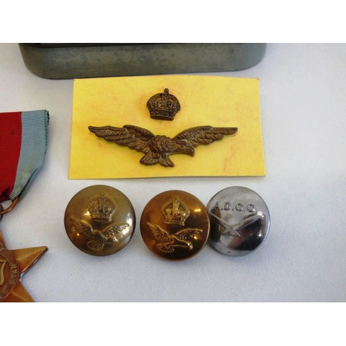 92 - WWII FLIGHT LIEUTENANTS MEDALS, DOG TAGS AND BADGE WITH PHOTOS