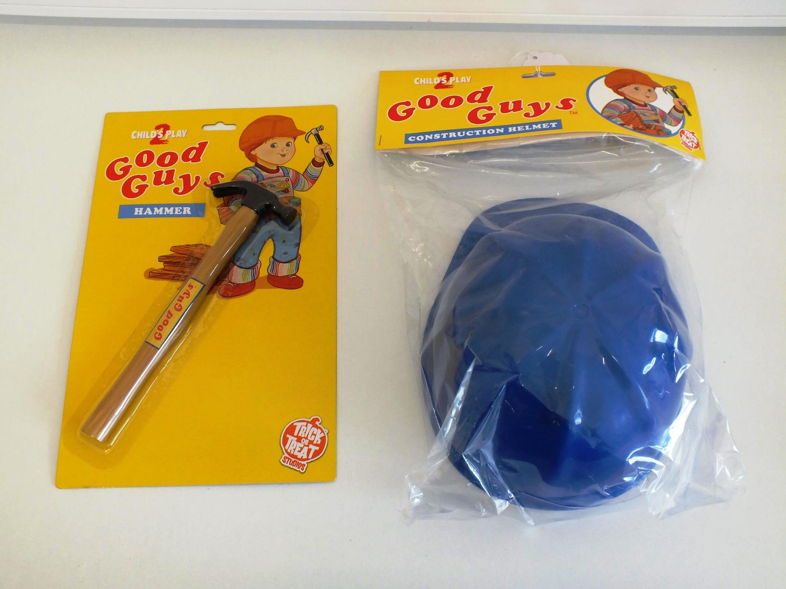 CHILDS PLAY 2 GOOD GUYS CONSTRUCTION HELMET and HAMMER - PACKAGED AS NEW