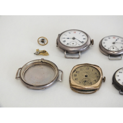 88 - 5 x STERLING SILVER WATCHES PLUS CASE AND YELLOW METAL