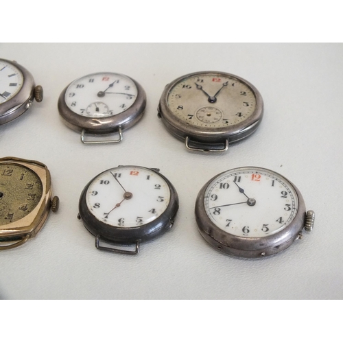 88 - 5 x STERLING SILVER WATCHES PLUS CASE AND YELLOW METAL