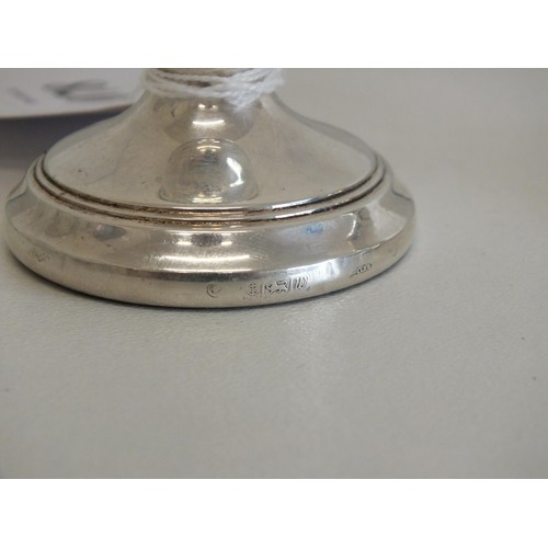 78 - PAIR OF STERLING SILVER FILLED BASE SQUAT CANDLESTICKS, BIRMINGHAM 1996, Weight 93g