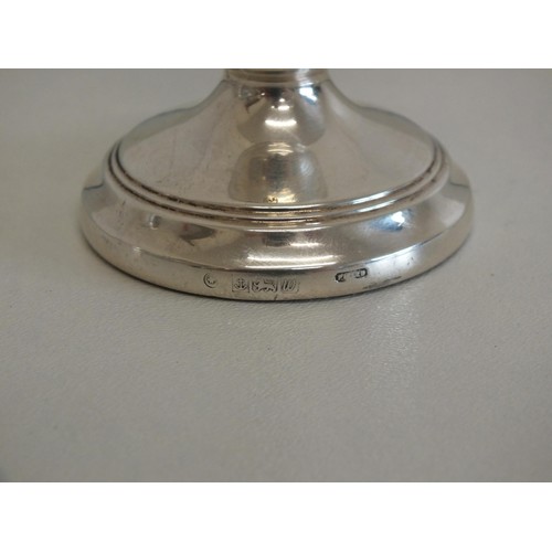 78 - PAIR OF STERLING SILVER FILLED BASE SQUAT CANDLESTICKS, BIRMINGHAM 1996, Weight 93g