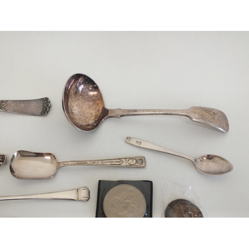 157 - SELECTION OF SILVER PLATED WARE AND SILVER COINS