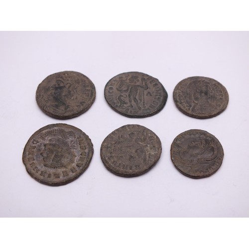 184 - 6 x ROMAN BRONZE COINS - METAL DETECTOR FINDS