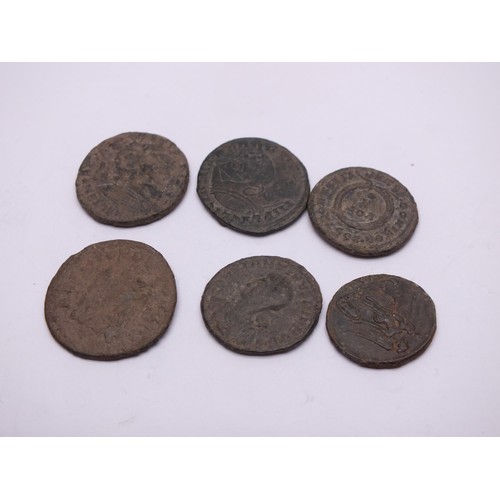 184 - 6 x ROMAN BRONZE COINS - METAL DETECTOR FINDS
