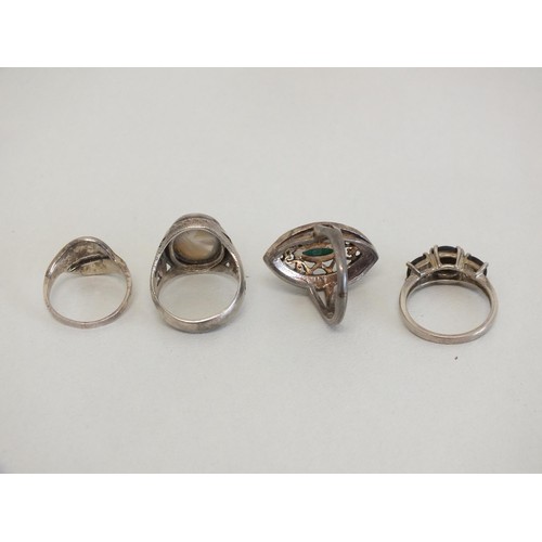 247 - 4 x SILVER GEMSTONE RINGS