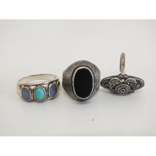 248 - 5 RINGS INCLUDES SILVER GEMSTONE RINGS & SILVER MARCASITE RING