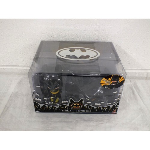 18 - HOT TOYS DC COSBABY BATMAN WITH BATMOBILE COLLCTIBLE SET - Boxed as New