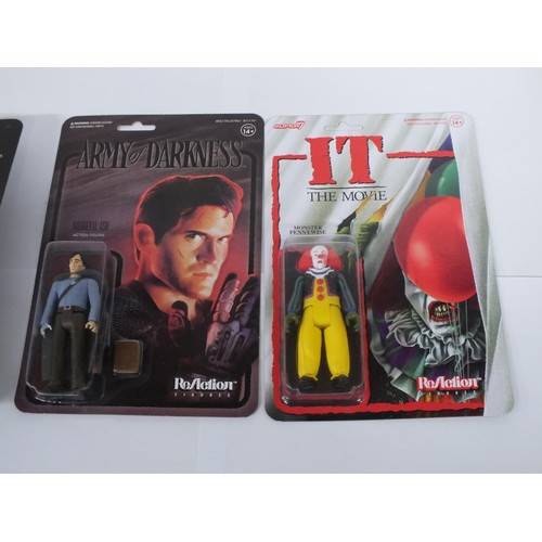 23 - 4 x Super 7 Reaction Figures - It Pennywise, Army of Darkness, Nosferatu & Iron Maiden