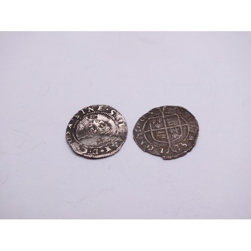 196 - 2 x SILVER ONE PENNYS (POSSIBLY ELIZABETH I)