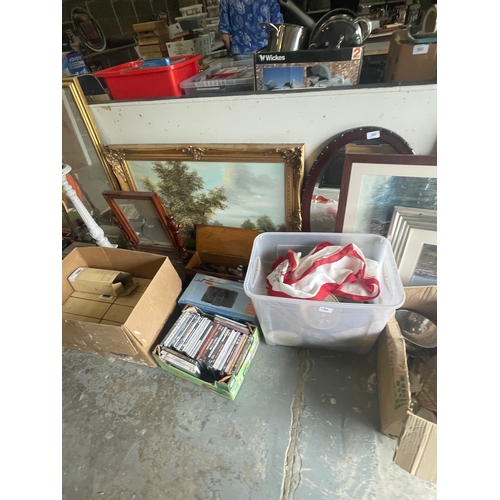 607 - LARGE JOBLOT OF MIXED ITEMS INCLUDING - pictures, dvds, ceramics, lights, mirror etc