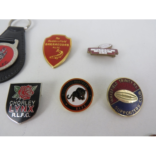 144 - COLLECTION OF 9 RUGBY LEAGUE SUPPORTERS ENAMEL BADGES