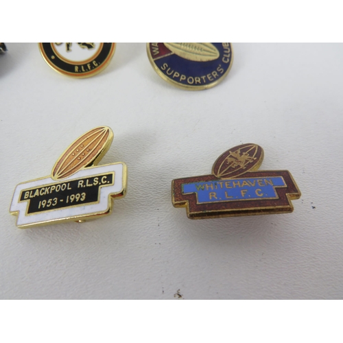 144 - COLLECTION OF 9 RUGBY LEAGUE SUPPORTERS ENAMEL BADGES