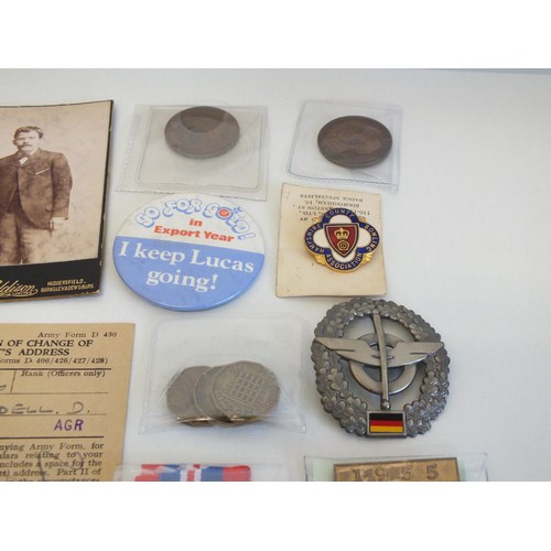 65 - MIXED MISCELLANEOUS ITEMS, MEDALS, BADGES, BUTTONS ETC