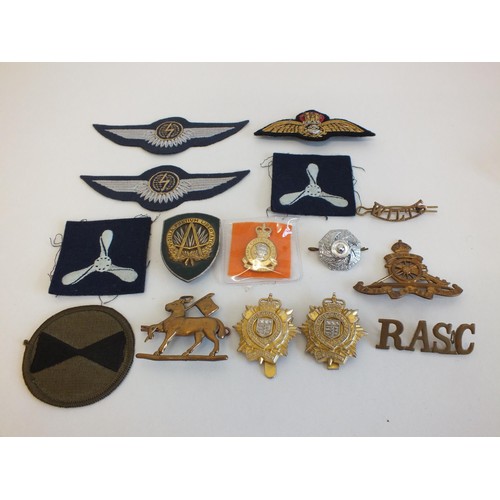 69 - 15 x VARIOUS MILITARY BRASS AND CLOTH BADGES