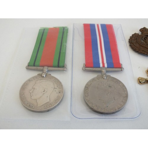 80 - WWII MEDALS AND ROYAL ENGINEERS CAP BADGE