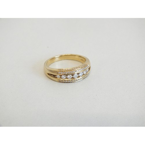 85 - 18CT YELLOW GOLD RING WITH 56 ROUND BRILLIANT CUT AND 6 PRINCESS CUT DIAMONDS WITH VALUATION REPROT ... 