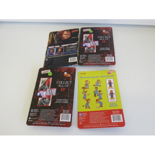 6 - 4 x SUPER 7 REACTION FIGURES - CHUCKY, GOOD GUYS and 2 x PENNYWISE IT