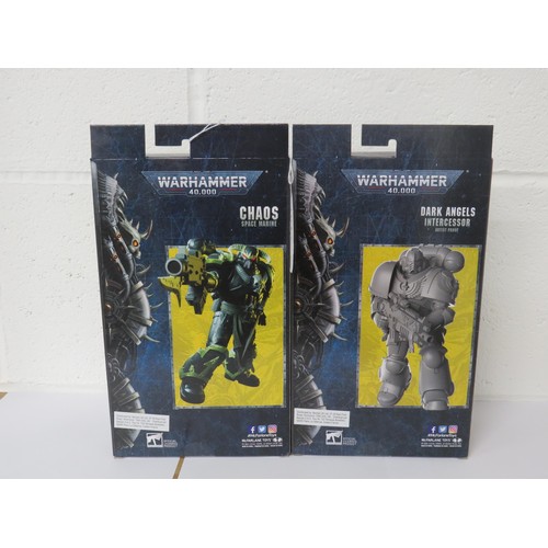 17 - TWO WARHAMMER COLLECTORS FIGURES - DARK ANGELS INTERCESSOR and CHAOS SPACE MARINE