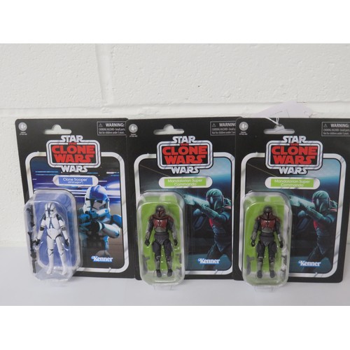 21 - 3 x STAR WARS FIGURES ON CARDS & 2 x ALIENS FULLY POSEABLE ACTION VINYLS - NEW