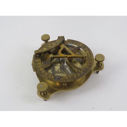 204 - BRASS NAUTICAL COMPASS IN WOODEN BOX