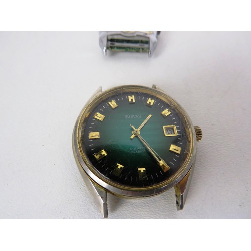 155 - 2 x VINTAGE WATCHES AND TWO WATCH HEADS- ( TWO WORKING AND TWO  TICKING BUT STOPPING NEED SERVICE)