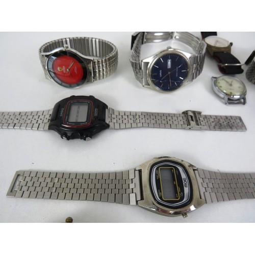 249 - 4 x LED 1970'S WATCHES INCLUDING CASIO AND 7 OTHER OLD WATCHES