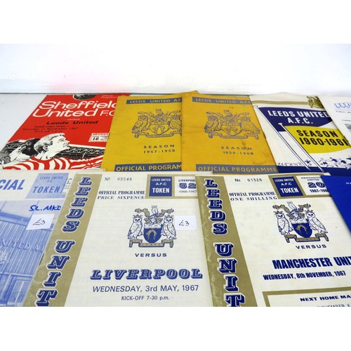 255 - FOOTBALL PROGRAMMES, APPROXIMATELY 100 MAINLY LEEDS UNITED, ENGLAND 1950'S ONWARDS ETC