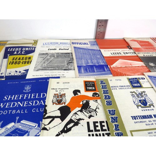 255 - FOOTBALL PROGRAMMES, APPROXIMATELY 100 MAINLY LEEDS UNITED, ENGLAND 1950'S ONWARDS ETC