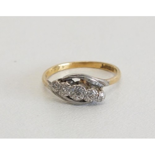 89 - 18CT GOLD PLATINUM AND DIAMONDS RING- SIZE O- WEIGHT 3G