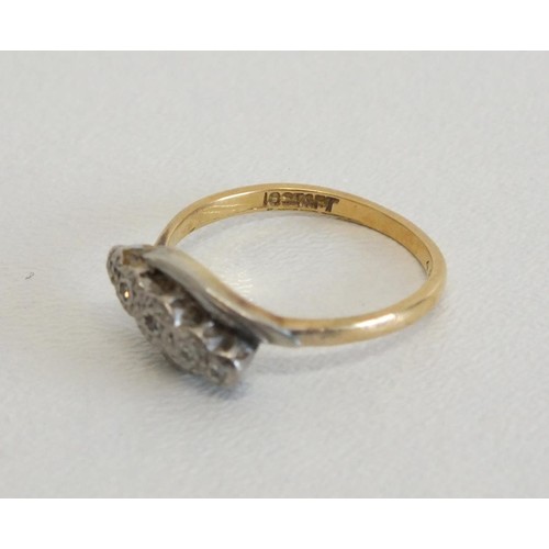 89 - 18CT GOLD PLATINUM AND DIAMONDS RING- SIZE O- WEIGHT 3G