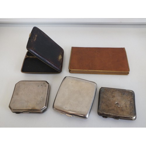 174 - 5 x ASSORTED TOBACCANIA - CIGARETTE CASES, SIVLER PLATE, LEATHER ETC