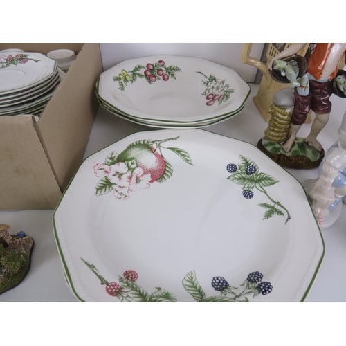 362 - 4 x BOXES OF CERAMICS INCLUDES CAKE STAND, BUTTER DISHES, FIGURES ETC