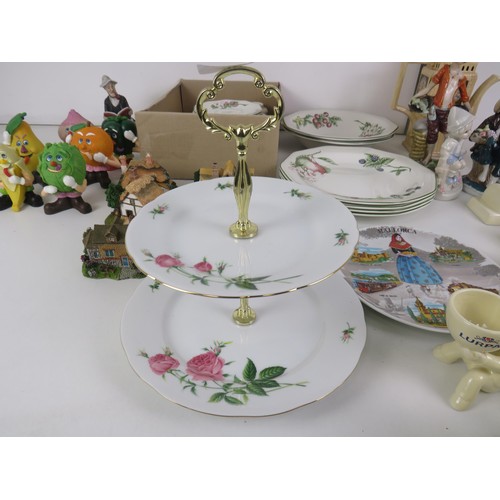 362 - 4 x BOXES OF CERAMICS INCLUDES CAKE STAND, BUTTER DISHES, FIGURES ETC