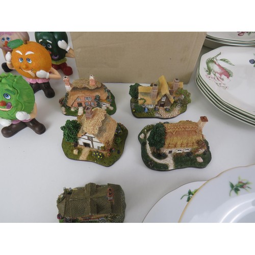 362 - 4 x BOXES OF CERAMICS INCLUDES CAKE STAND, BUTTER DISHES, FIGURES ETC