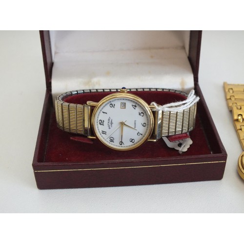 194 - 3 x GENTS WATCHES INCLUDES TWO ROTARY (ONE BOXED) AND A KRUG BAUMEN WATCH