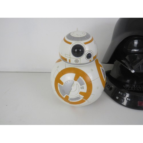 299 - DARTH VADER RADIO AND CASETTE, BB8 TOY WITH VOICE CONTROL AND POWER RANGERS BOXED ACTION AND STAR WA... 