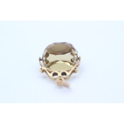 3 - 9ct Gold Citrine Swivel Fob Pendant (4.4g)