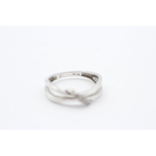 4 - 9ct White Gold Diamond Crossover Ring With Split Shank (2g)- Size M