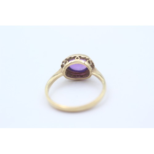 6 - 9ct Gold Amethyst Single Stone Ring With Twisted Rope Frame (2.4g)- Size O