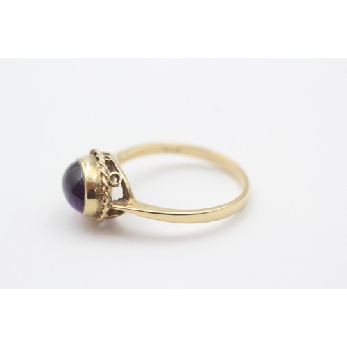 6 - 9ct Gold Amethyst Single Stone Ring With Twisted Rope Frame (2.4g)- Size O