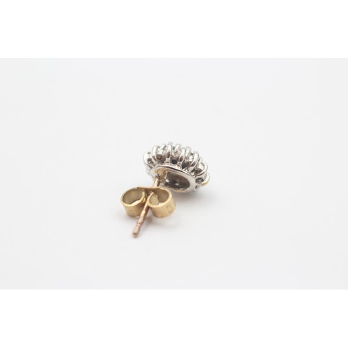 9 - 9ct Gold Diamond & Sapphire Stud Earrings (1.9g)