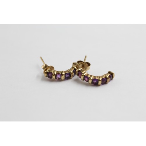 10 - 2 X 9ct Gold Amethyst Earrings (2.8g)
